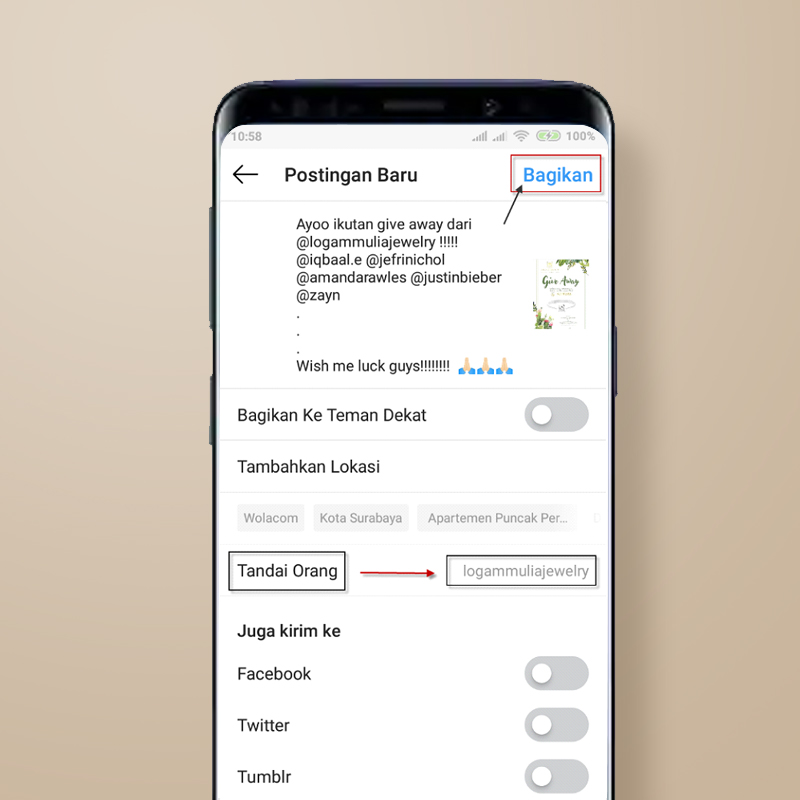 Cara Repost Foto Logam Mulia dari Instagram