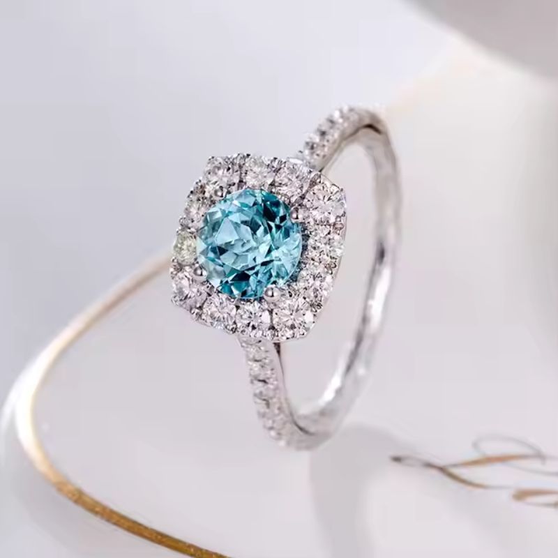 Cincin Berlian dan Aquamarine