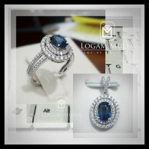Cincin Berlian Wanita  DG Blue Sapphire ARW.RK.R603379
